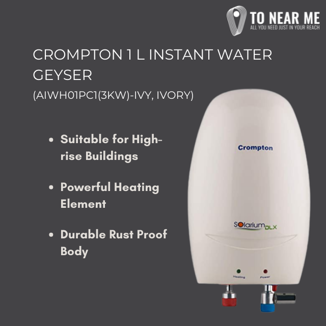 CROMPTON 1 L Instant Water Geyser (AIWH01PC1(3KW)-IVY, Ivory)